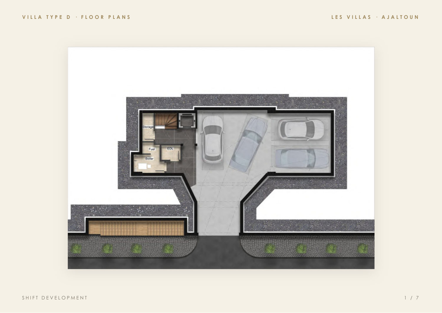 Villa Type D — garage and services level plan