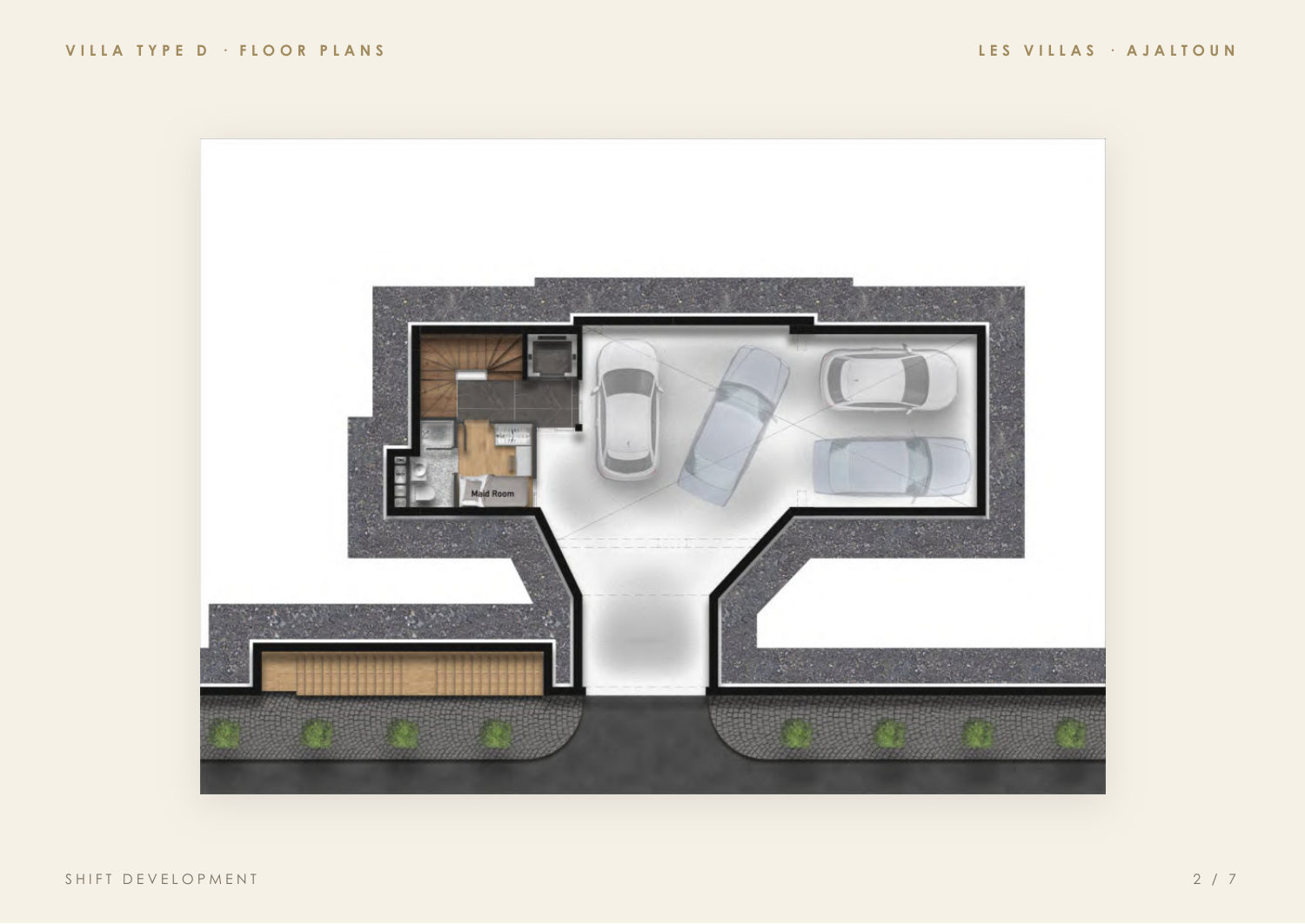 Villa Type D — garage and maid room level plan