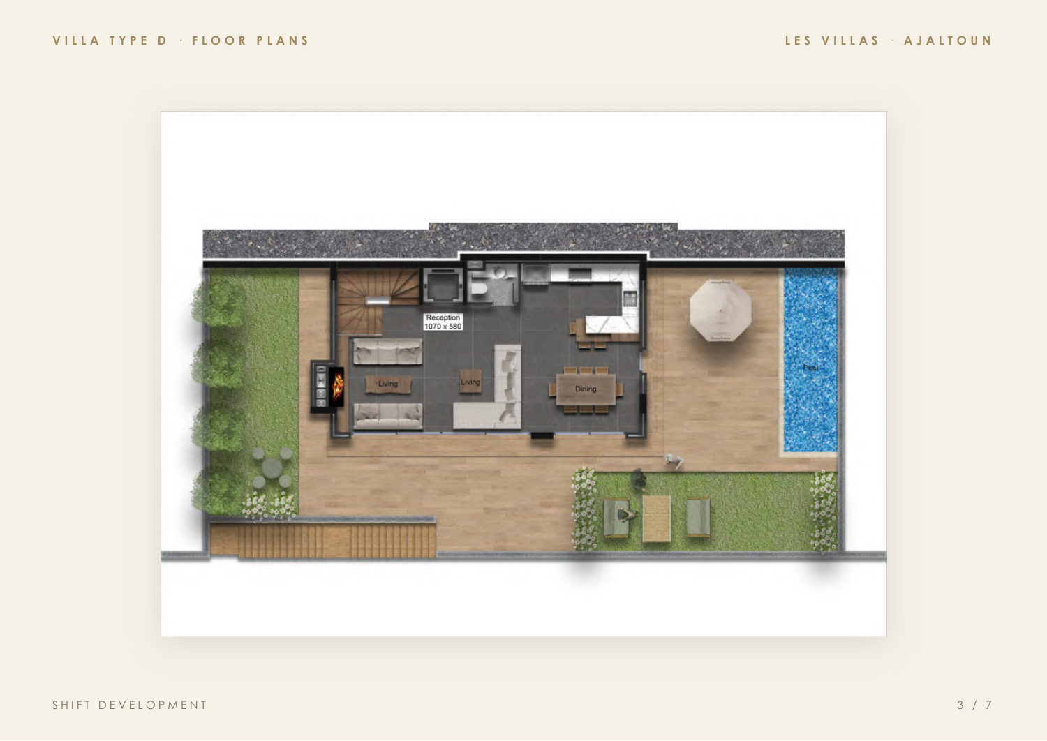Villa Type D — reception level plan