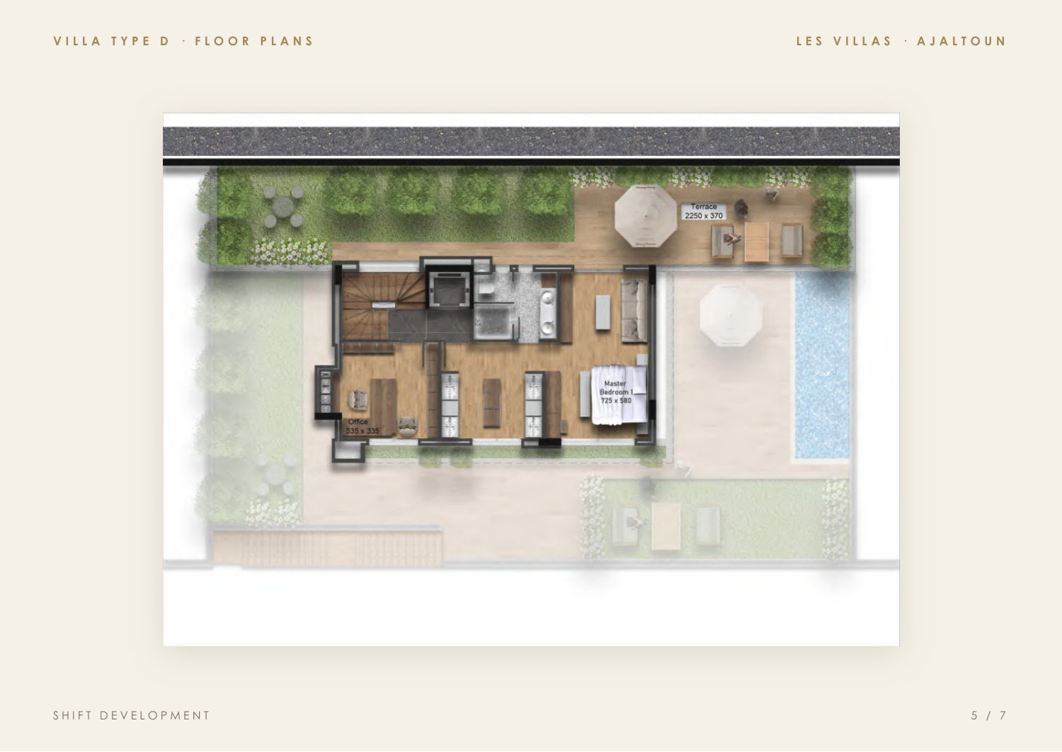 Villa Type D — master suite, office and terrace plan