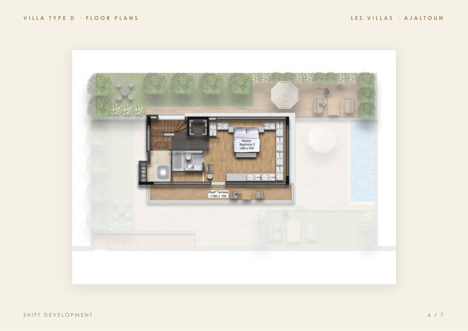 Villa Type D — top master bedroom and roof terrace plan