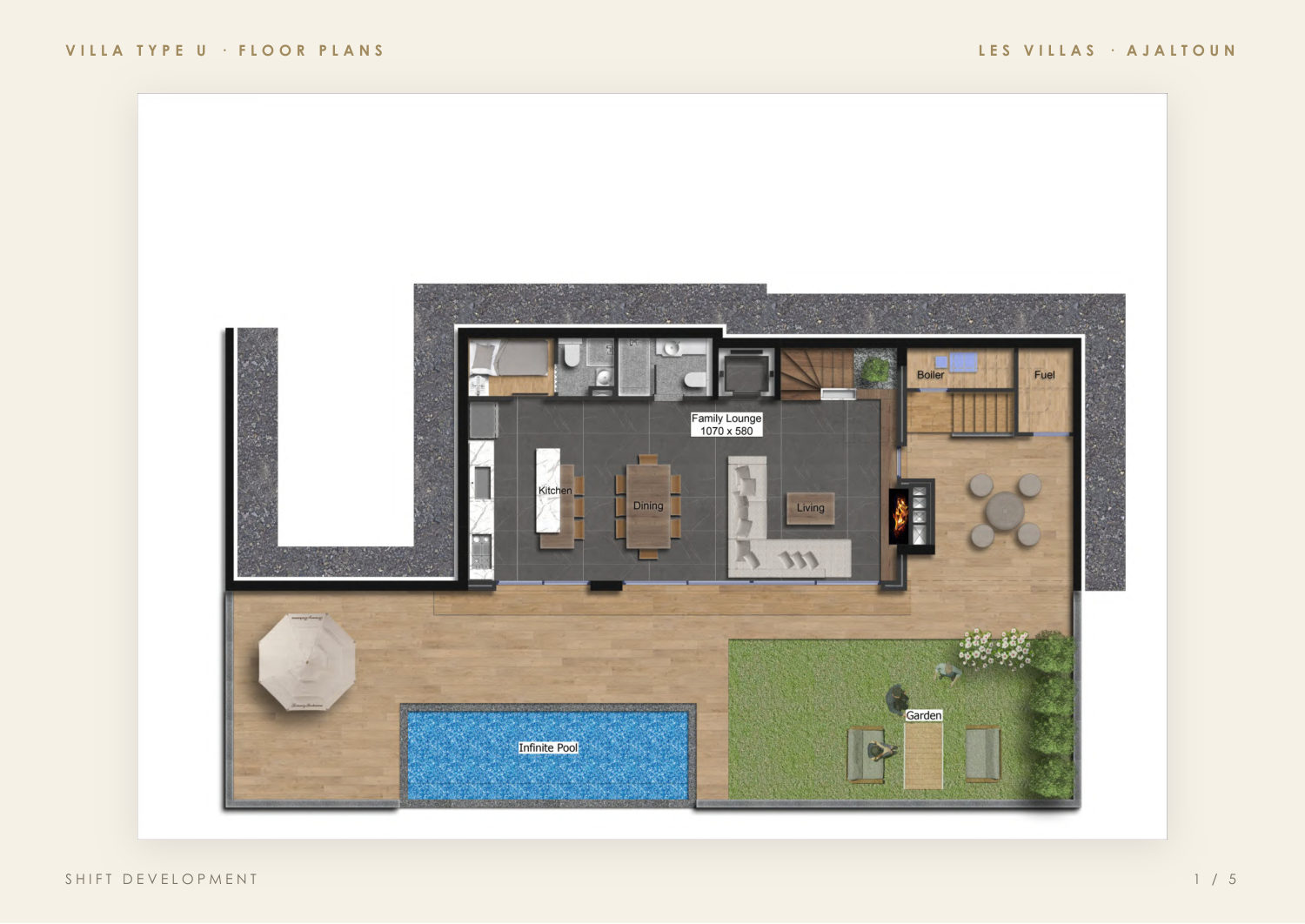 Villa Type U — family lounge level plan