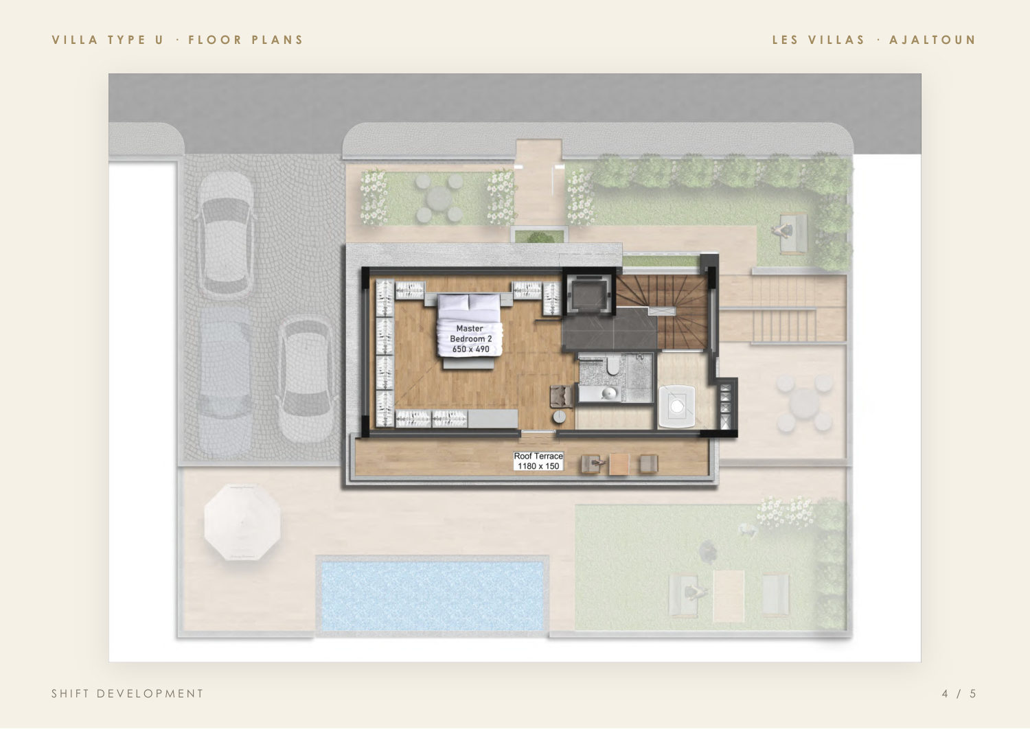 Villa Type U — master suite and roof terrace plan