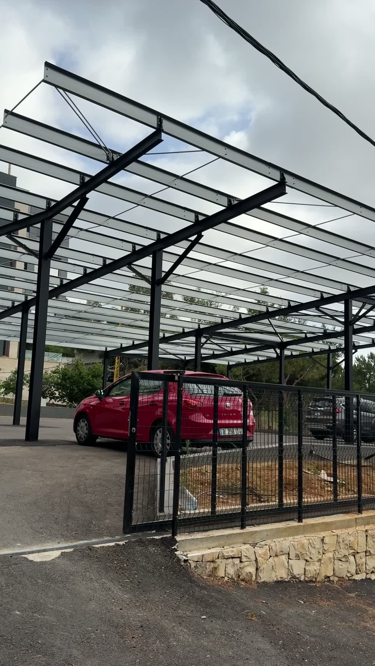 Solar roof installed over parking