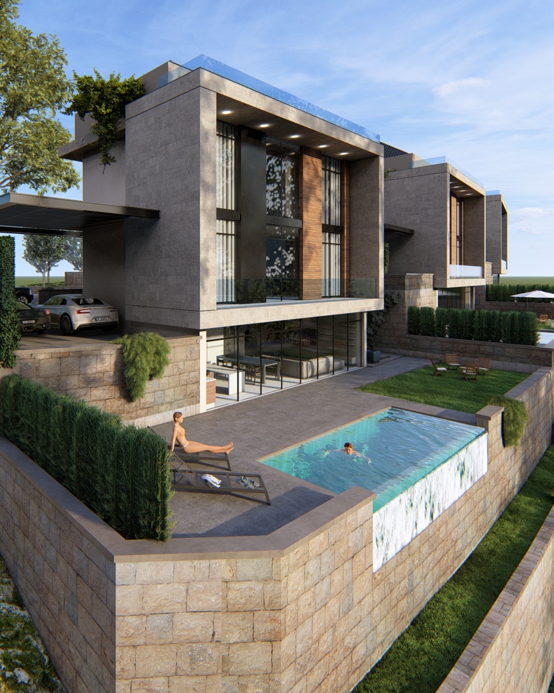 Private pool with mountain view