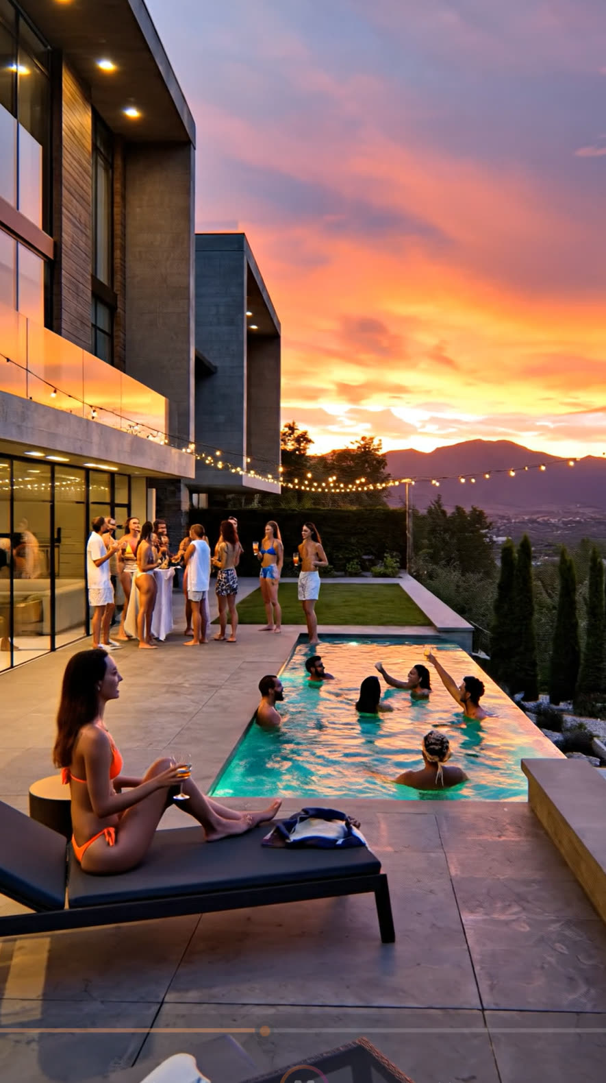 Evening gathering at sunset